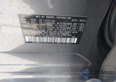 2021 Subaru Ascent Limited из США, поврежденный, VIN 4S4WMALD8M3452376